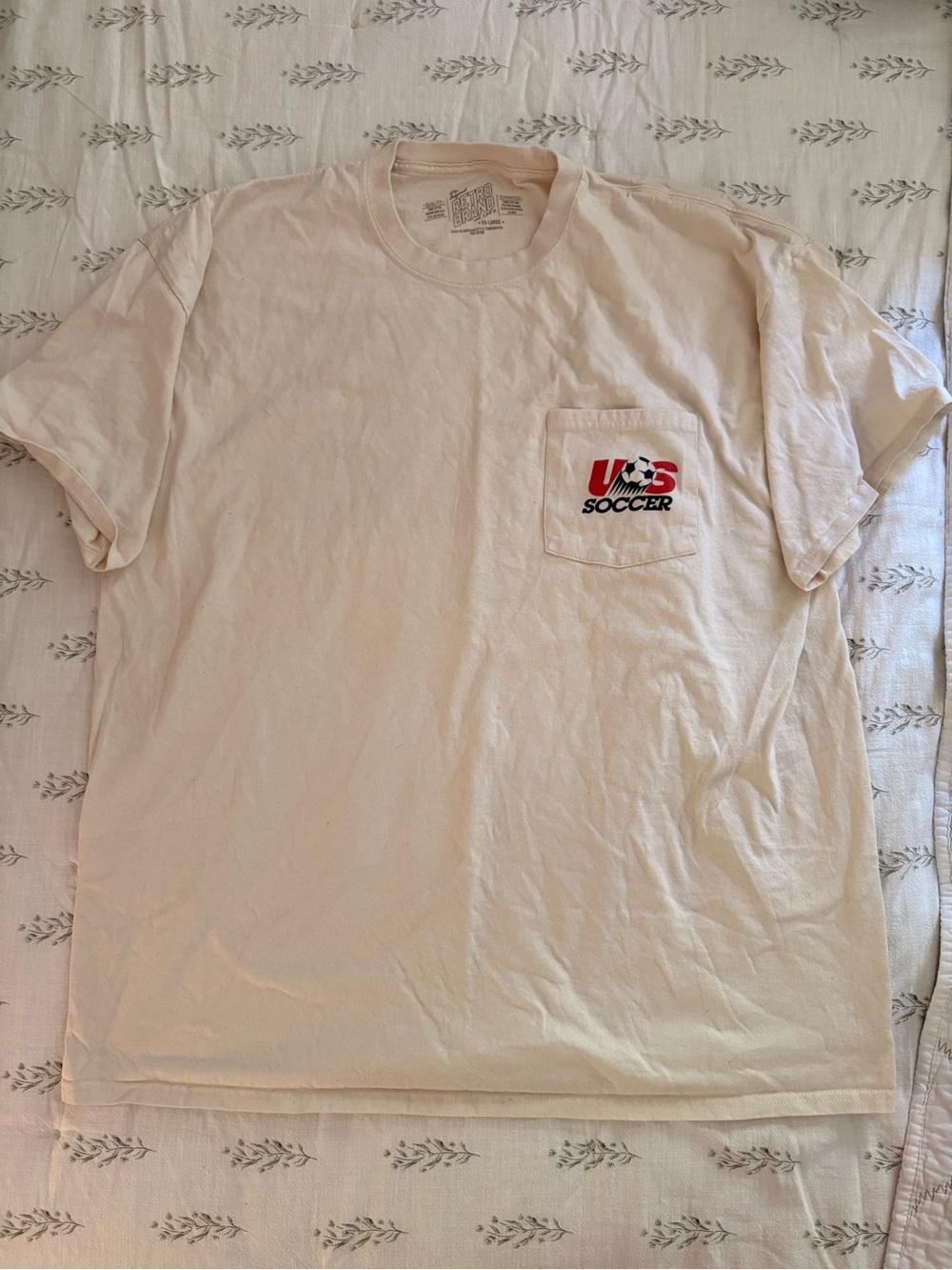 Retro Cream Short-Sleeve Pocket Tee with Red & Black U.S. Soccer Logo